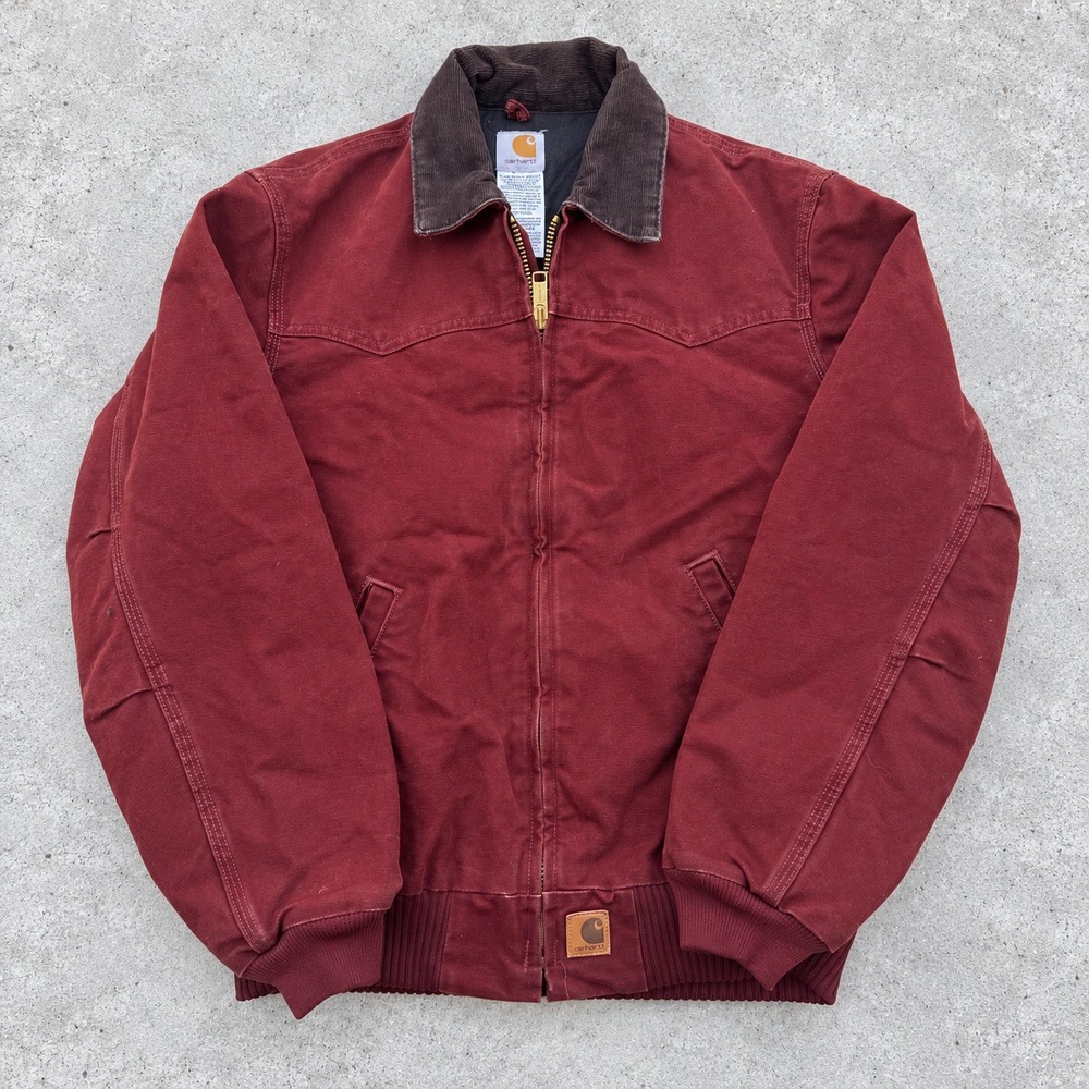 Carhartt Santa Fe J14 Cly Clay Sandstone Duck Canvas Western Jacket Medium Red